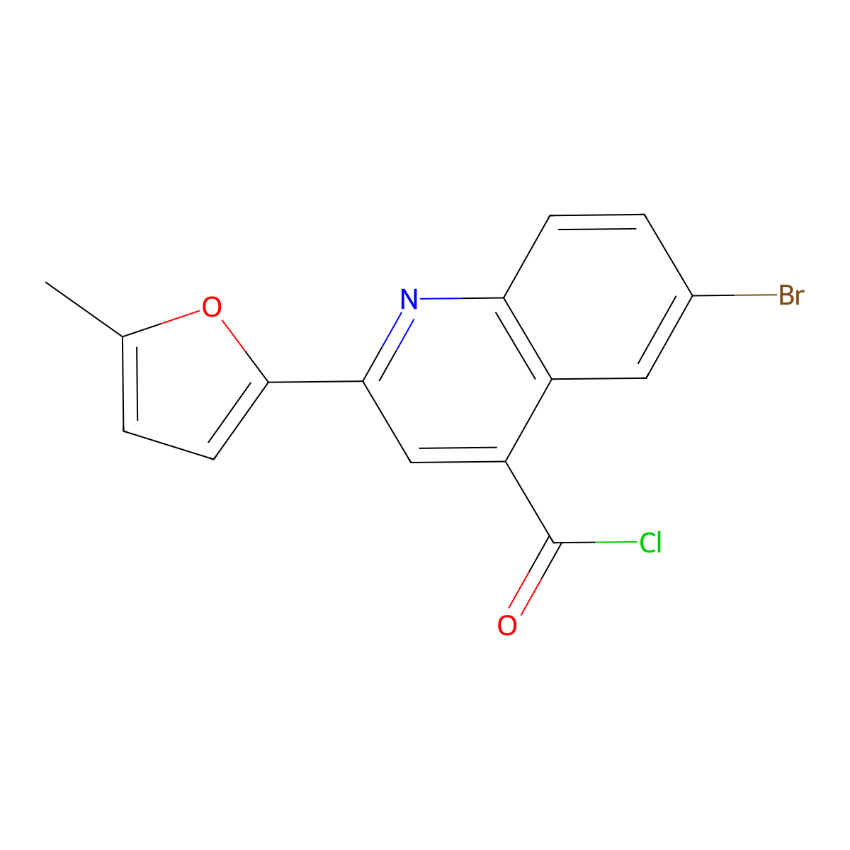 6-Bromo-2-(5-methyl-2-furyl)quinoline-4-carbonyl chloride molecular structure, CAS 1160265-01-9