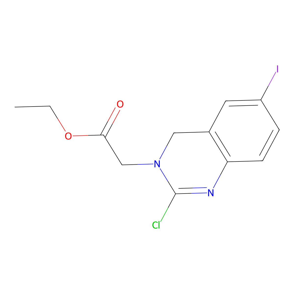 Ethyl 2-(2-chloro-6-iodoquinazolin-3(4H)-yl)acetate molecular structure, CAS 116027-13-5