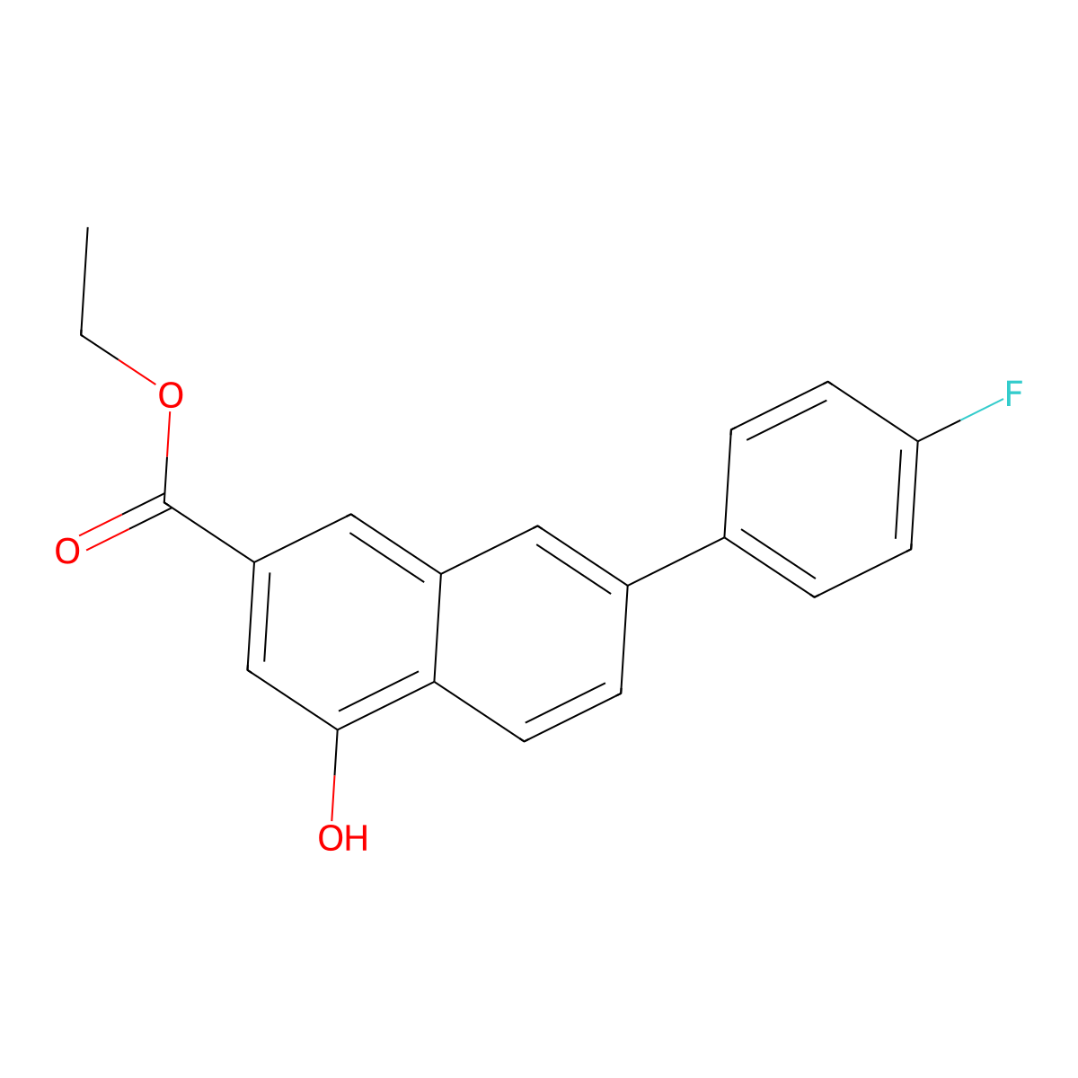 2-Naphthalenecarboxylic acid, 7-(4-fluorophenyl)-4-hydroxy-, ethyl ester molecular structure, CAS 1160270-36-9