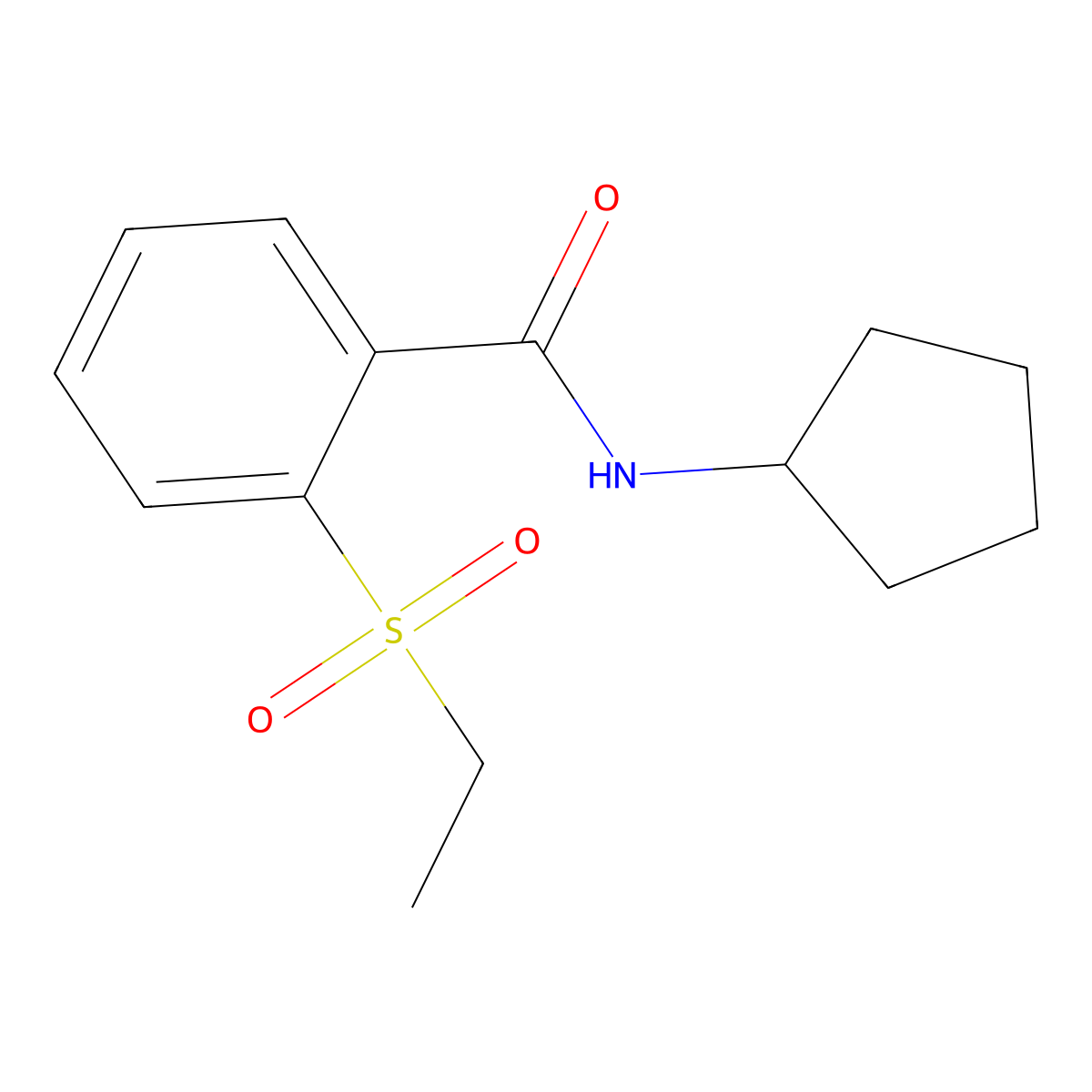 N-cyclopentyl-2-(ethylsulfonyl)benzamide molecular structure, CAS 1160270-39-2