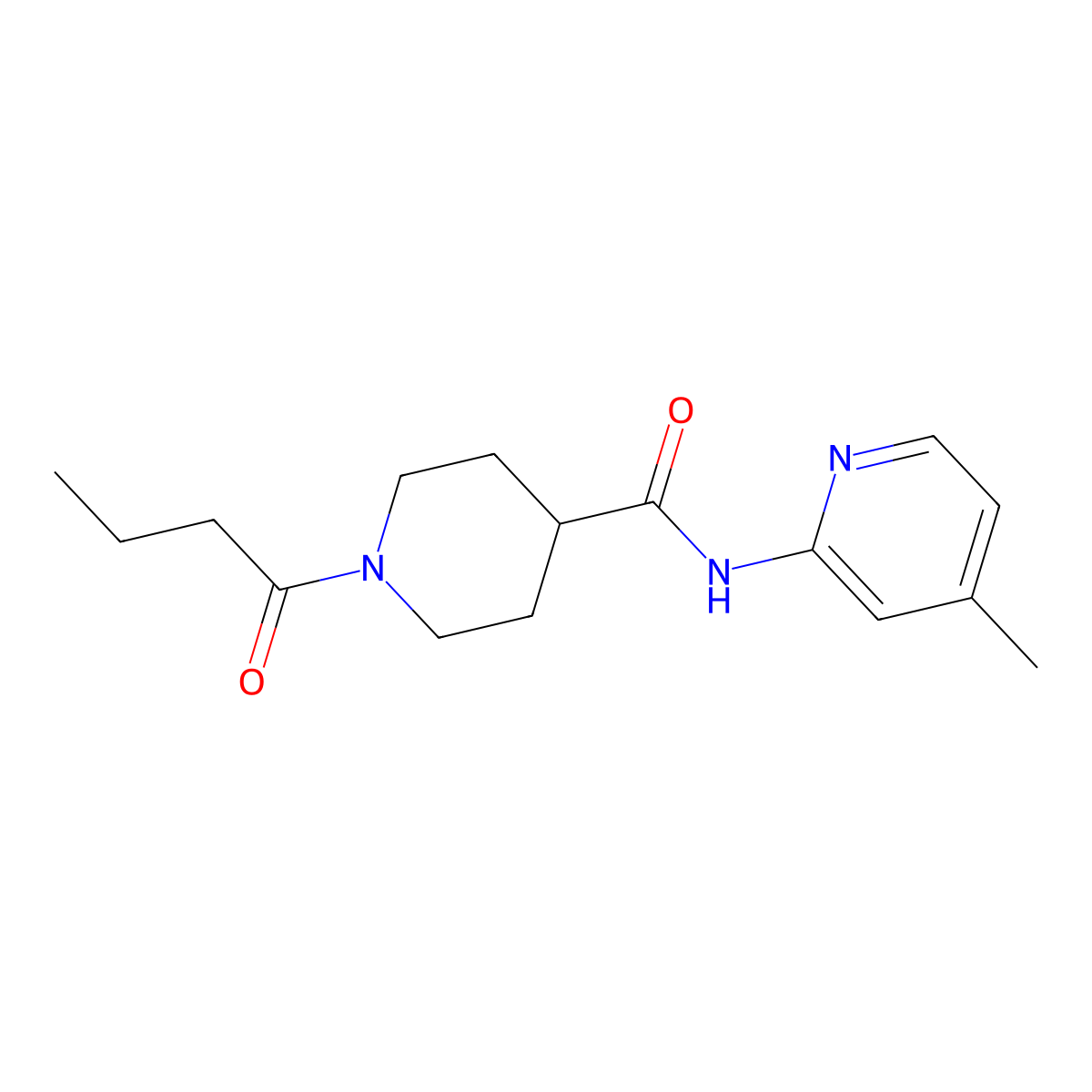 1-butanoyl-N-(4-methylpyridin-2-yl)piperidine-4-carboxamide molecular structure, CAS 1160270-74-5