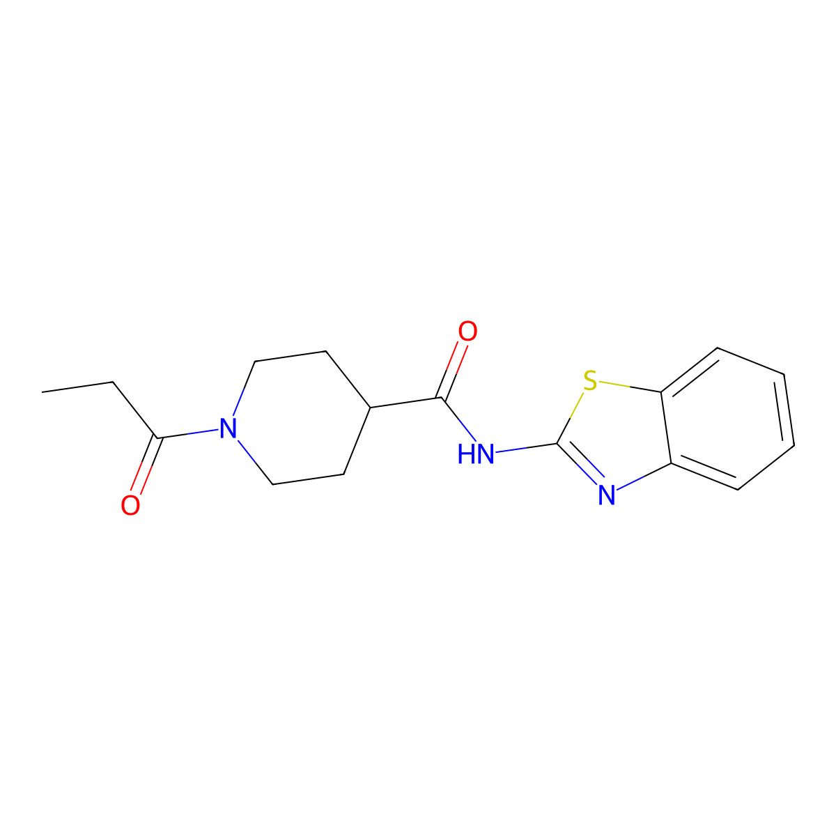 N-(1,3-benzothiazol-2-yl)-1-propanoylpiperidine-4-carboxamide molecular structure, CAS 1160270-91-6