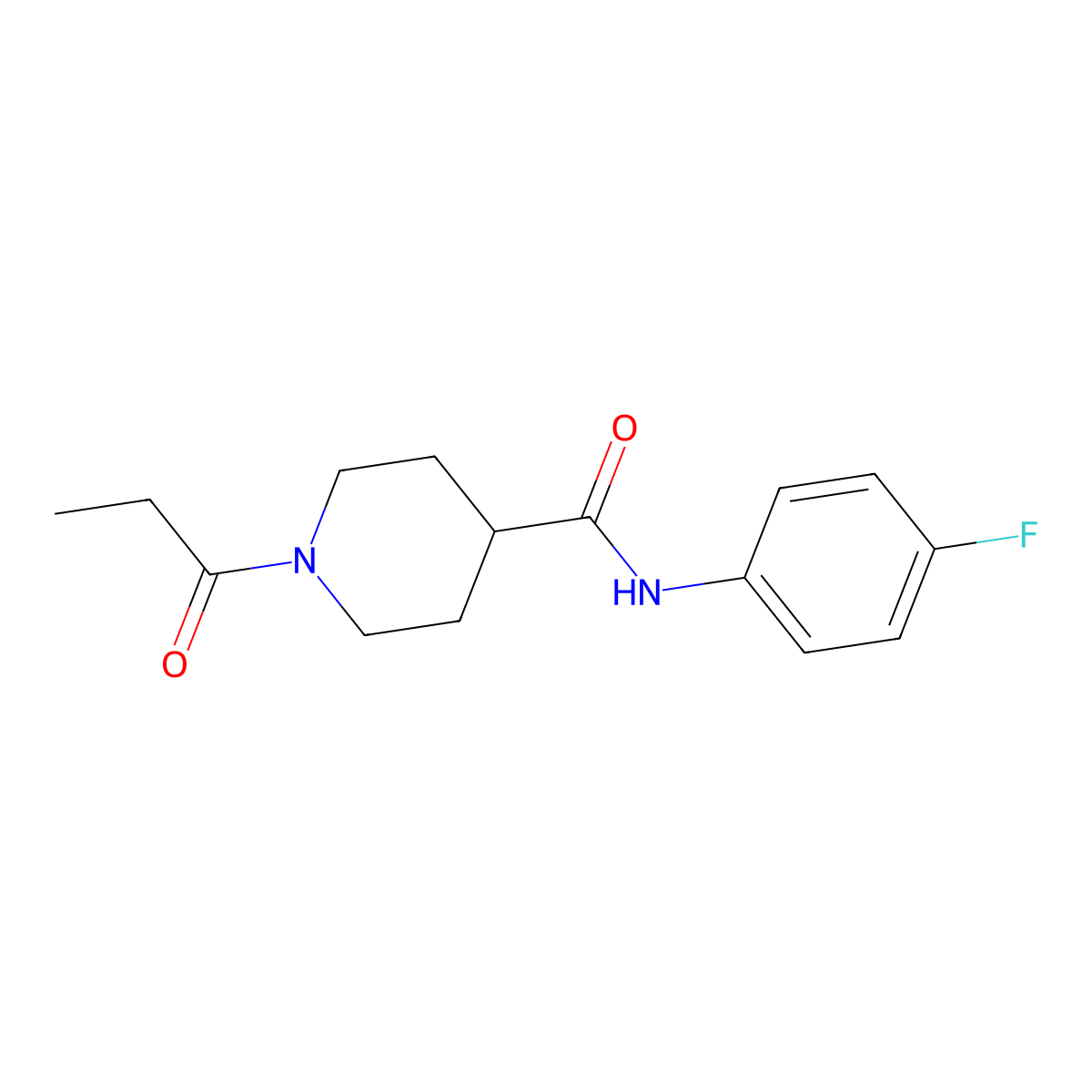 N-(4-fluorophenyl)-1-propanoylpiperidine-4-carboxamide molecular structure, CAS 1160270-95-0