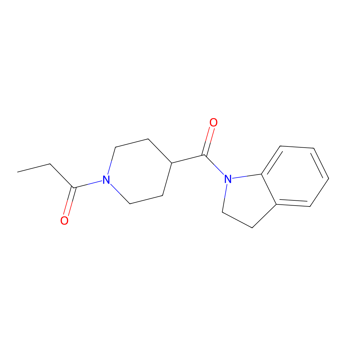 1-[4-(2,3-dihydro-1H-indol-1-ylcarbonyl)piperidin-1-yl]propan-1-one molecular structure, CAS 1160270-97-2