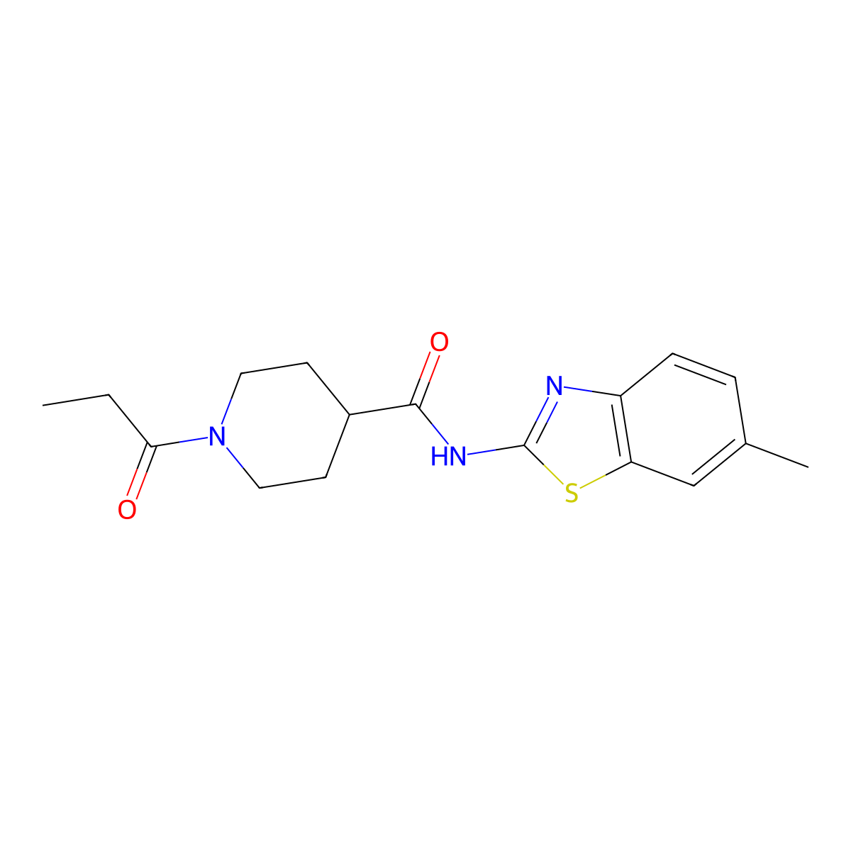 N-(6-methyl-1,3-benzothiazol-2-yl)-1-propanoylpiperidine-4-carboxamide molecular structure, CAS 1160271-02-2