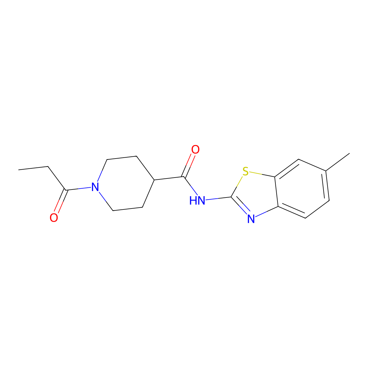 N-(6-methyl-1,3-benzothiazol-2-yl)-1-propanoylpiperidine-4-carboxamide molecular structure, CAS 1160271-02-2