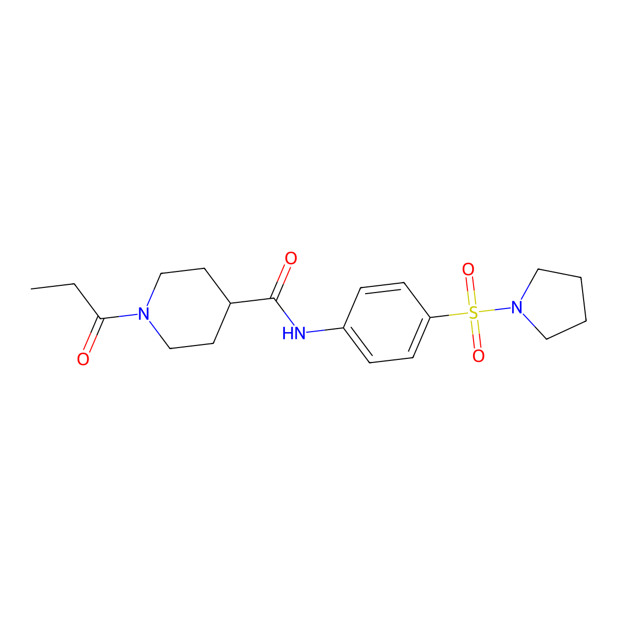 1-propanoyl-N-[4-(pyrrolidin-1-ylsulfonyl)phenyl]piperidine-4-carboxamide molecular structure, CAS 1160271-06-6