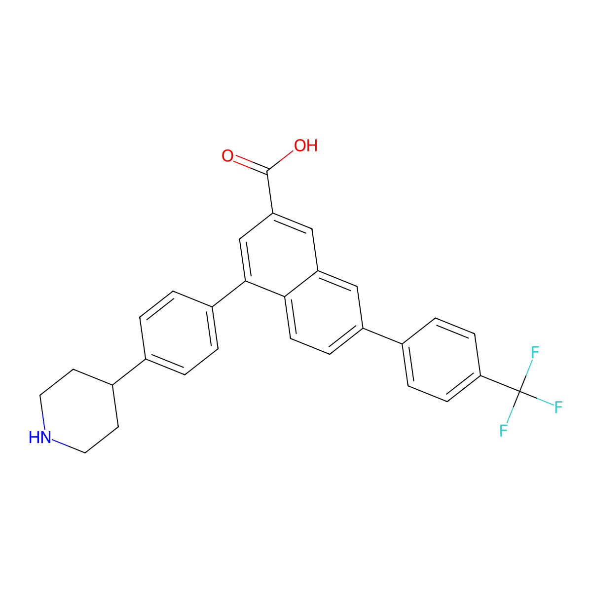 4-((Piperindin-4-yl)-phenyl)-(7-(4-(trifluoromethyl)-phenyl)-2-naphthoic acid molecular structure, CAS 1160271-30-6
