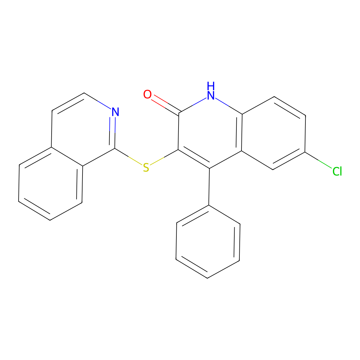 6-Chloro-3-(isoquinolin-1-ylsulfanyl)-4-phenylquinolin-2-ol molecular structure, CAS 1160271-48-6