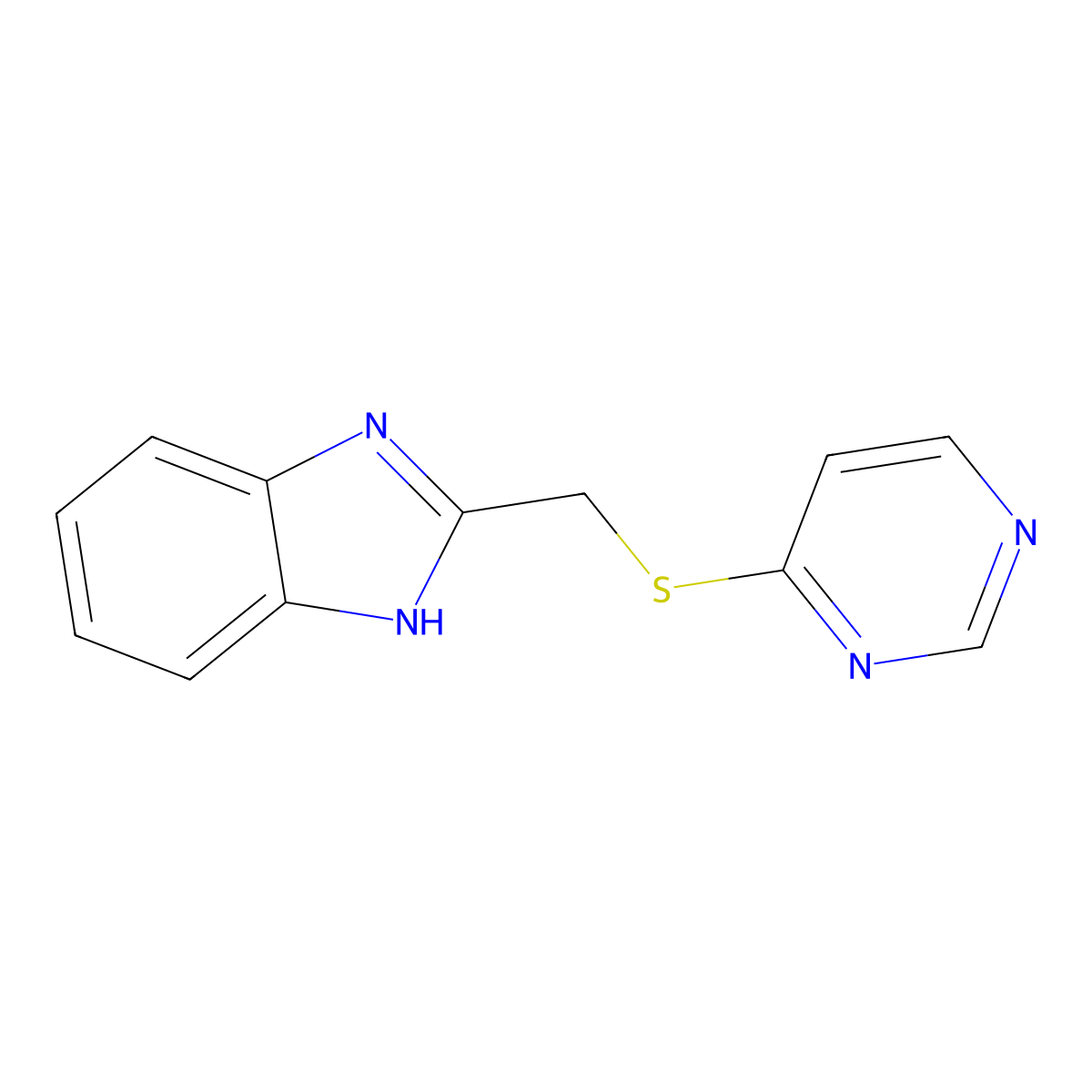 2-[(pyrimidin-4-ylsulfanyl)methyl]-1H-benzimidazole molecular structure, CAS 1160271-63-5