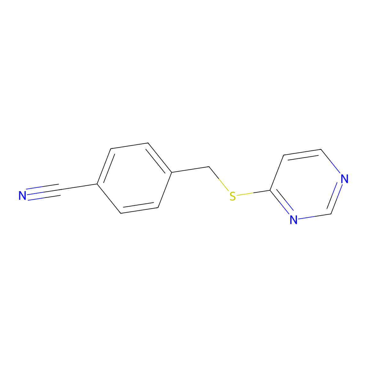 4-[(Pyrimidin-4-ylsulfanyl)methyl]benzonitrile molecular structure, CAS 1160271-64-6