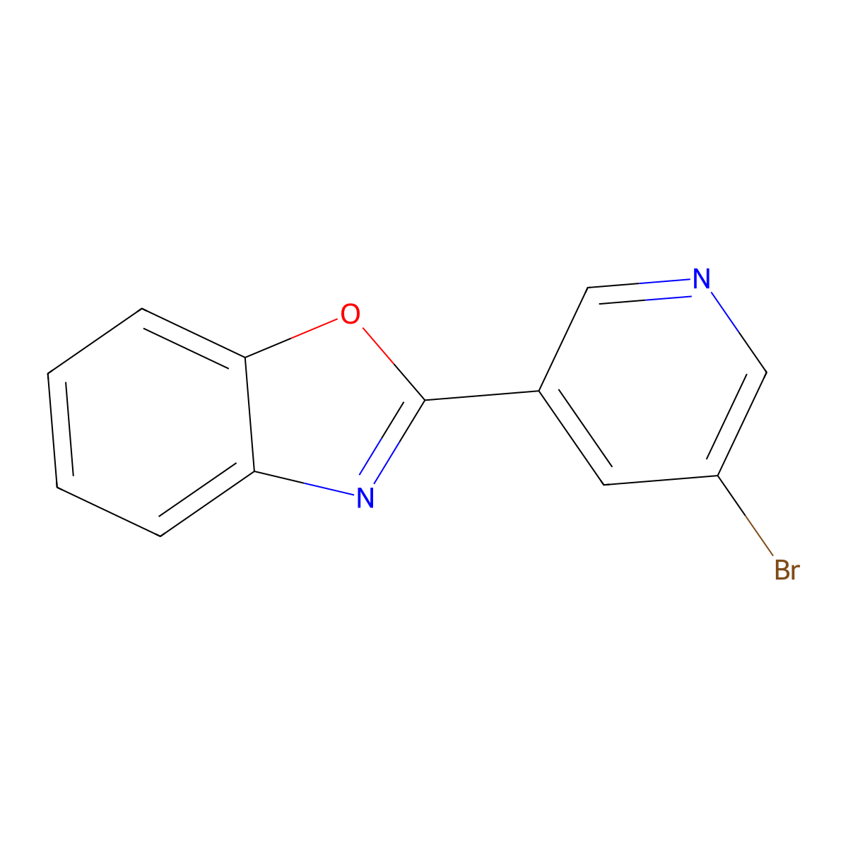 2-(5-Bromopyridin-3-yl)-1,3-benzoxazole molecular structure, CAS 1160274-30-5