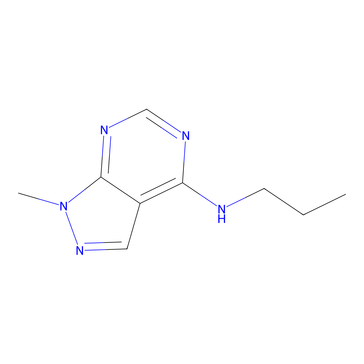 1-methyl-N-propylpyrazolo[3,4-d]pyrimidin-4-amine molecular structure, CAS 116035-75-7
