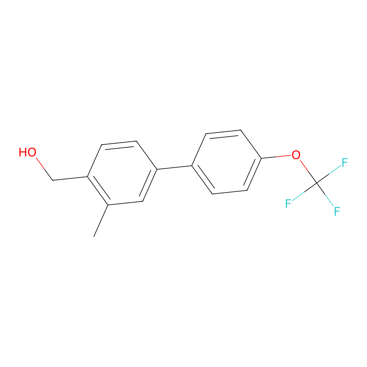 3-Methyl-4'-(trifluoromethoxy)[1,1'-biphenyl]-4-methanol molecular structure, CAS 1160430-85-2