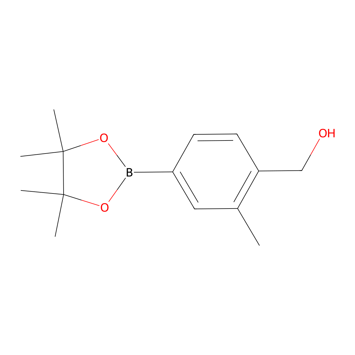 (2-Methyl-4-(4,4,5,5-tetramethyl-1,3,2-dioxaborolan-2-yl)phenyl)methanol molecular structure, CAS 1160430-87-4