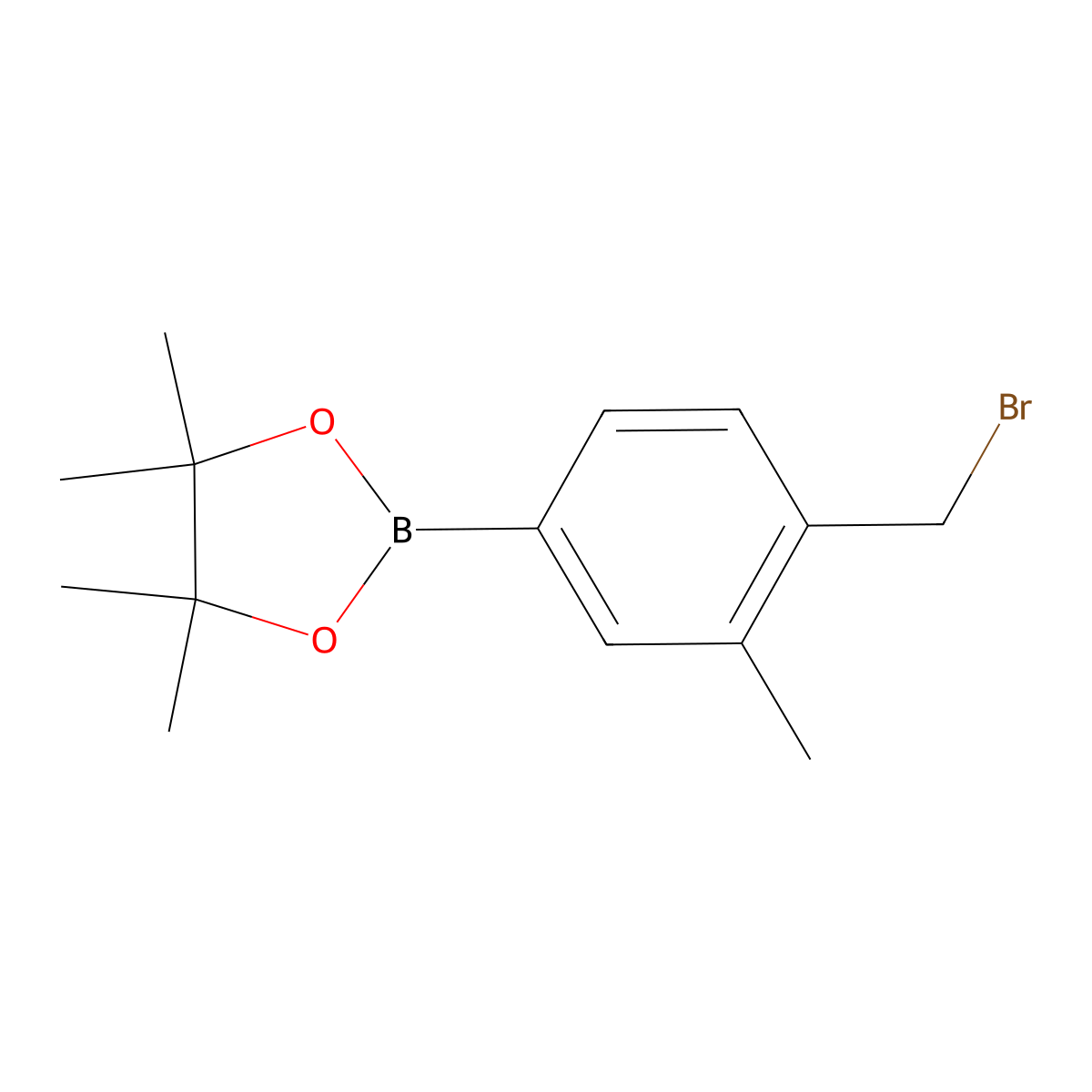 2-[4-(Bromomethyl)-3-methylphenyl]-4,4,5,5-tetramethyl-1,3,2-dioxaborolane molecular structure, CAS 1160431-16-2