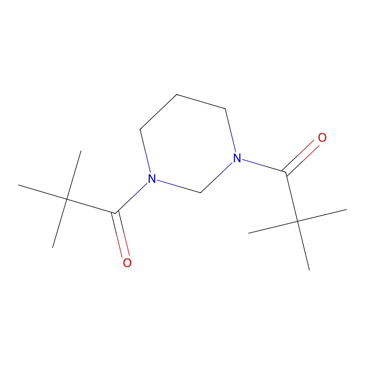 Pyrimidine, 1,3-bis(2,2-dimethyl-1-oxopropyl)hexahydro- molecular structure, CAS 116046-92-5