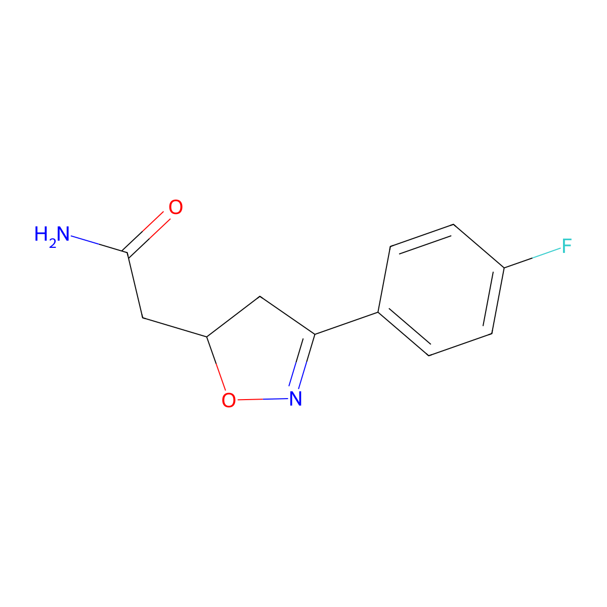 3-(4-Fluorophenyl)-4,5-dihydro-5-isoxazoleacetamide molecular structure, CAS 1160472-95-6