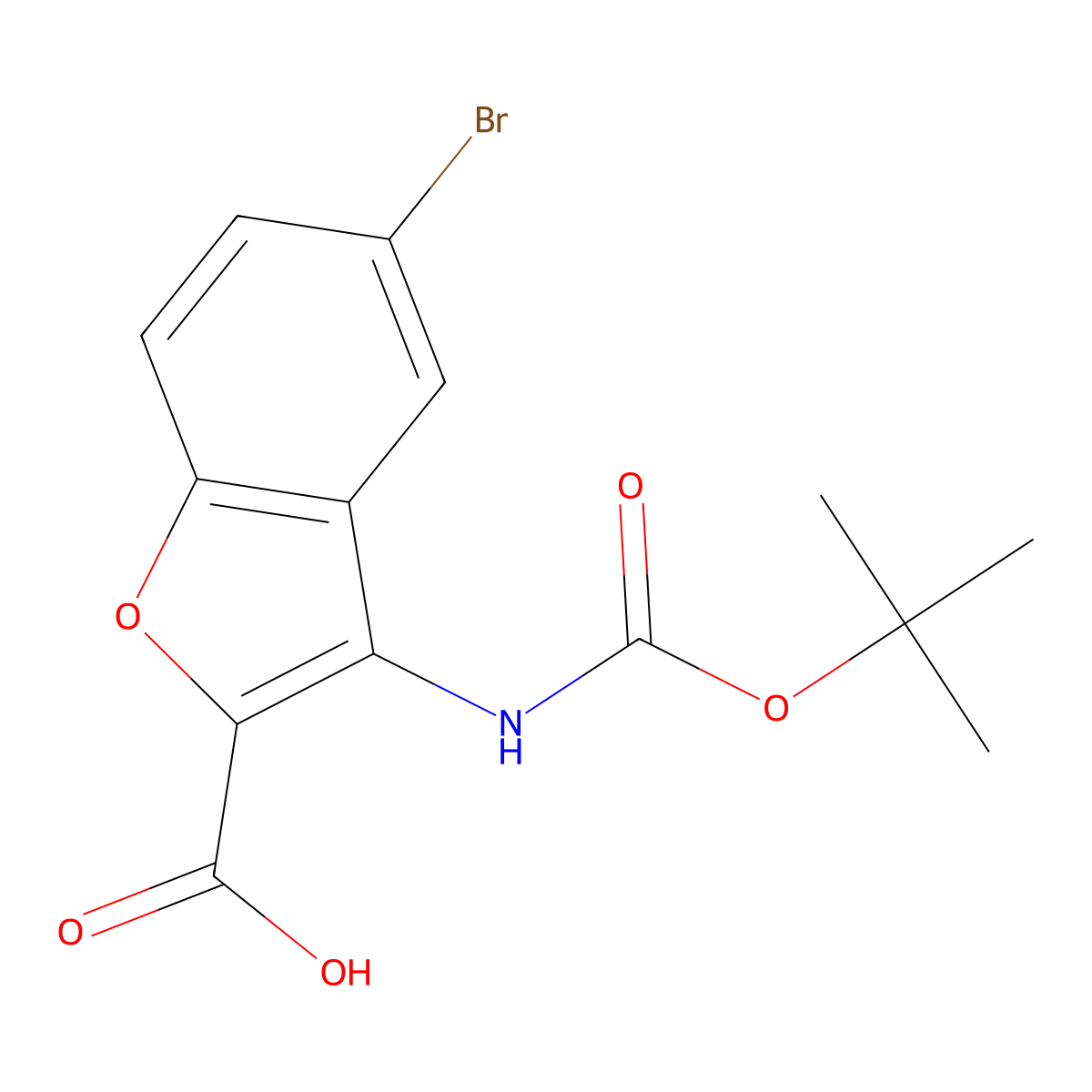 5-Bromo-3-[(tert-butoxycarbonyl)amino]-1-benzofuran-2-carboxylic acid molecular structure, CAS 1160474-43-0