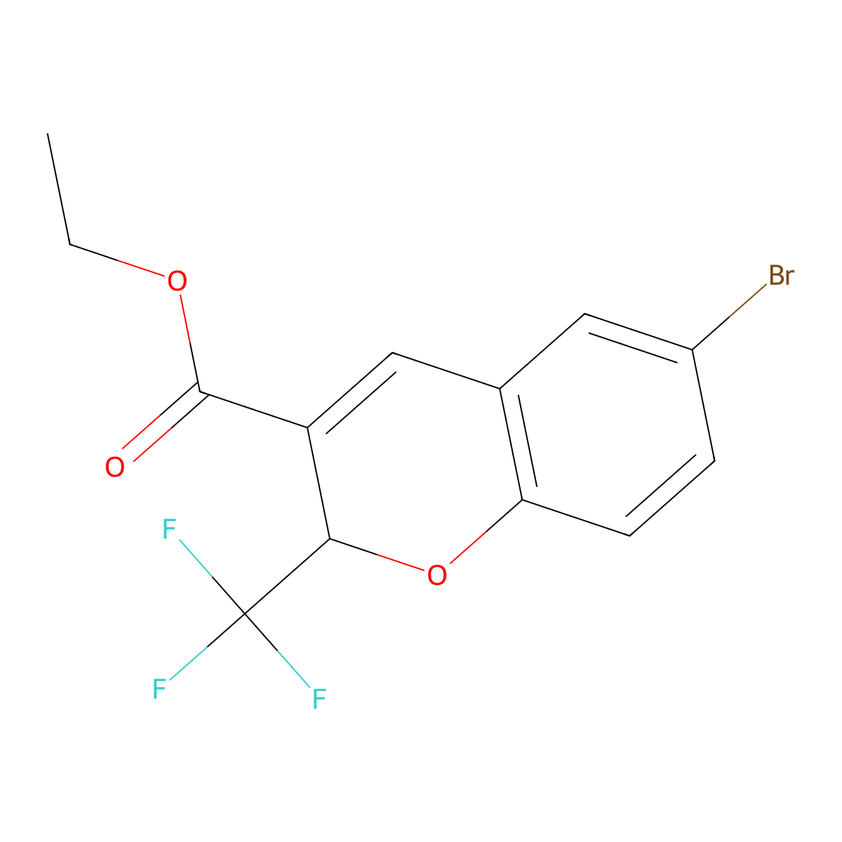 ethyl 6-bromo-2-(trifluoromethyl)-2H-chromene-3-carboxylate molecular structure, CAS 1160474-50-9