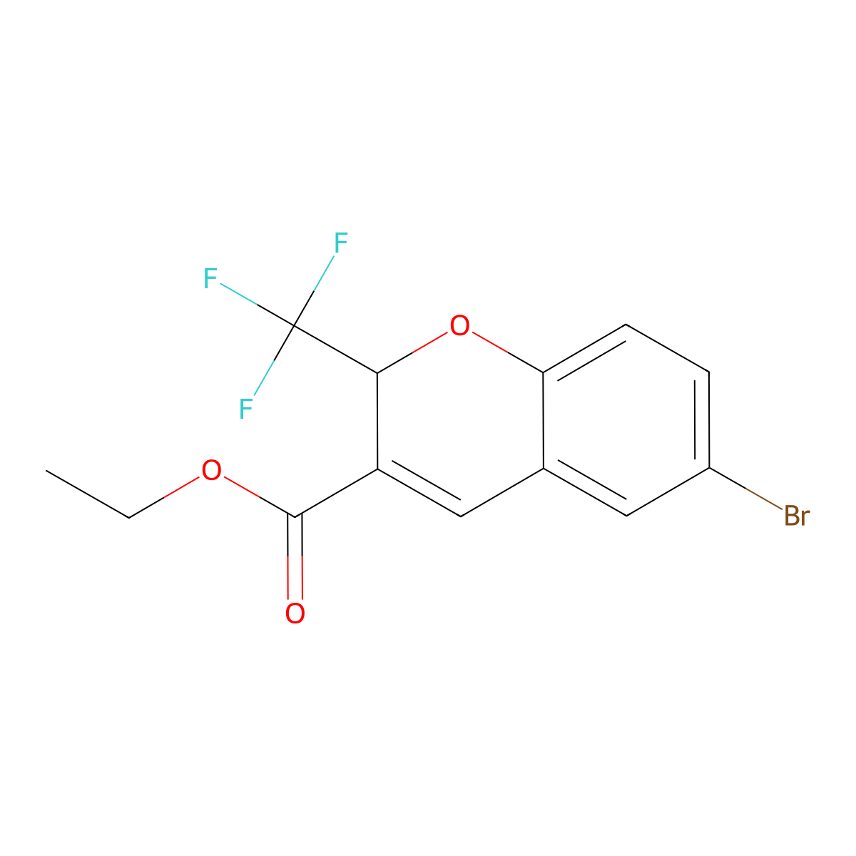 ethyl 6-bromo-2-(trifluoromethyl)-2H-chromene-3-carboxylate molecular structure, CAS 1160474-50-9