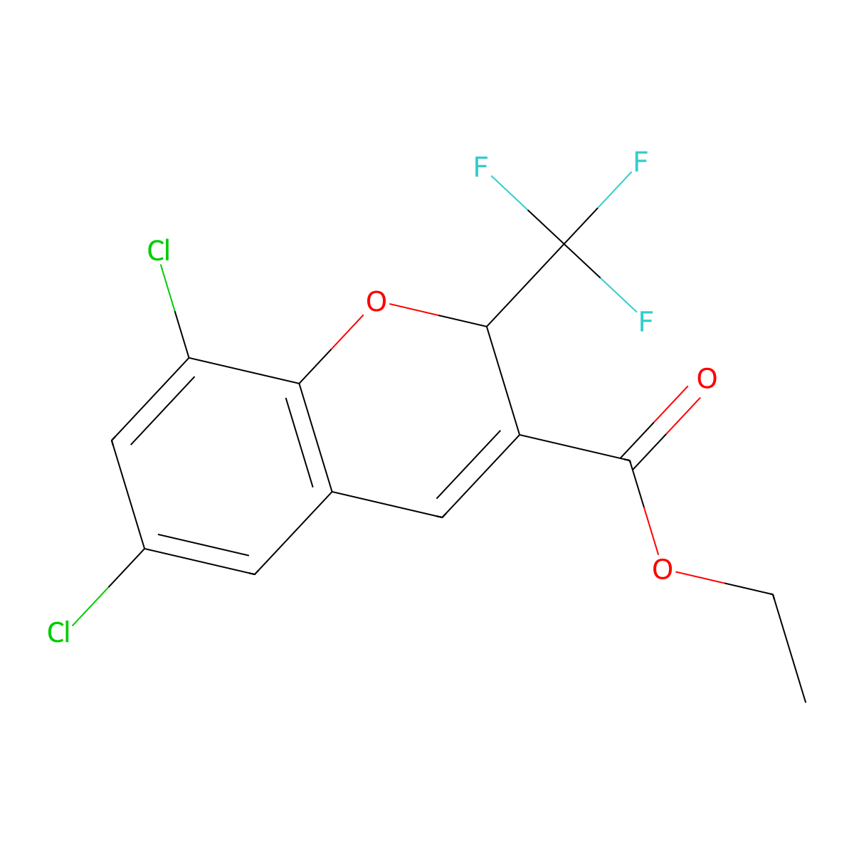 ethyl 6,8-dichloro-2-(trifluoromethyl)-2H-chromene-3-carboxylate molecular structure, CAS 1160474-53-2
