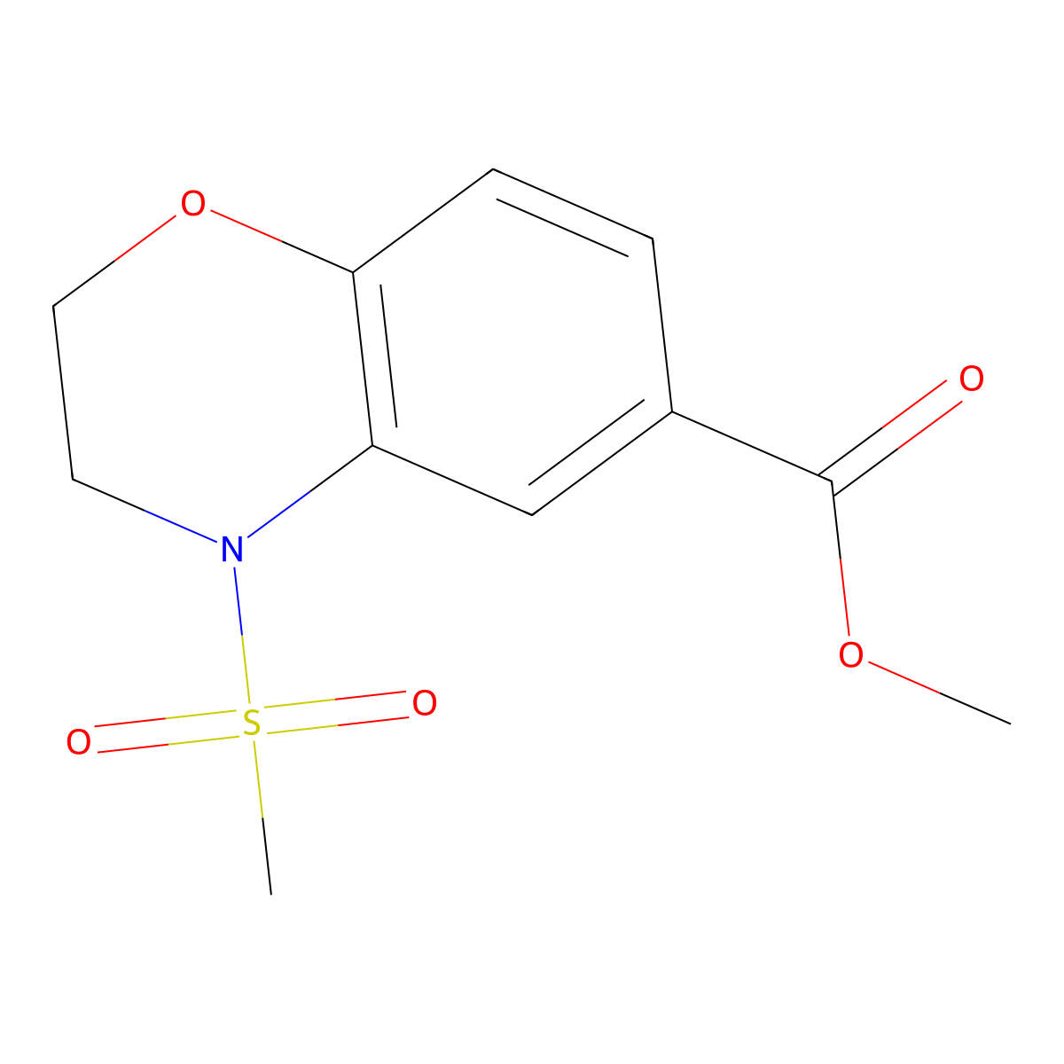 methyl 4-(methylsulfonyl)-3,4-dihydro-2H-1,4-benzoxazine-6-carboxylate molecular structure, CAS 1160474-62-3