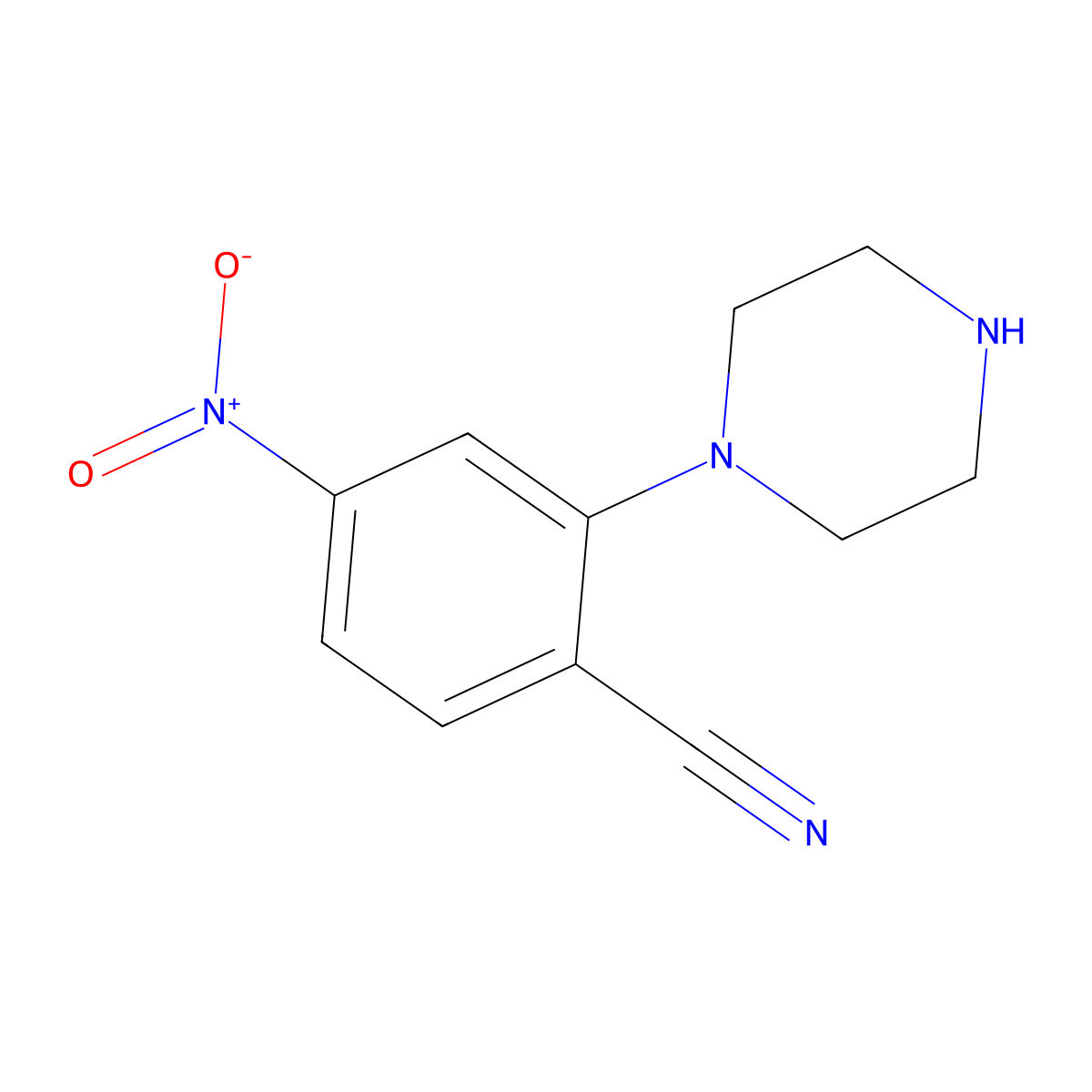 4-Nitro-2-piperazinobenzenecarbonitrile molecular structure, CAS 1160474-74-7