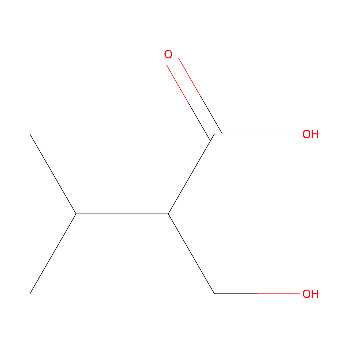 2-(Hydroxymethyl)-3-methylbutanoic acid molecular structure, CAS 116049-20-8