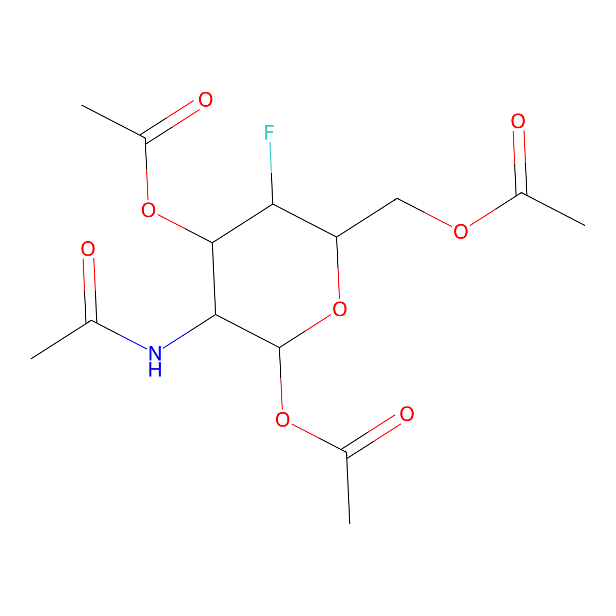 2-Acetamido-1,3,6-tri-O-acetyl-2,4-dideoxy-4-fluoro-D-glucopyranose molecular structure, CAS 116049-57-1