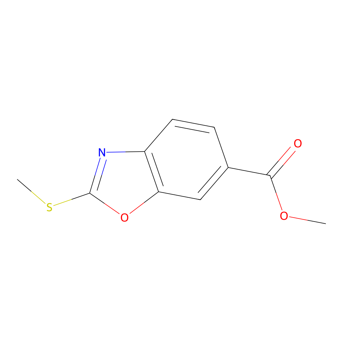 Methyl 2-(methylthio)benzo[d]oxazole-6-carboxylate molecular structure, CAS 1160490-11-8