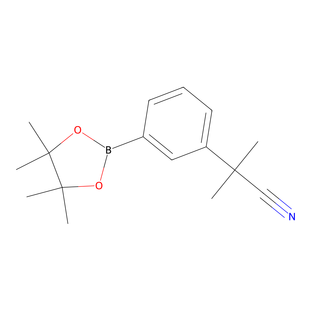 2-Methyl-2-(3-(4,4,5,5-tetramethyl-1,3,2-dioxaborolan-2-yl)phenyl)propanenitrile molecular structure, CAS 1160502-10-2