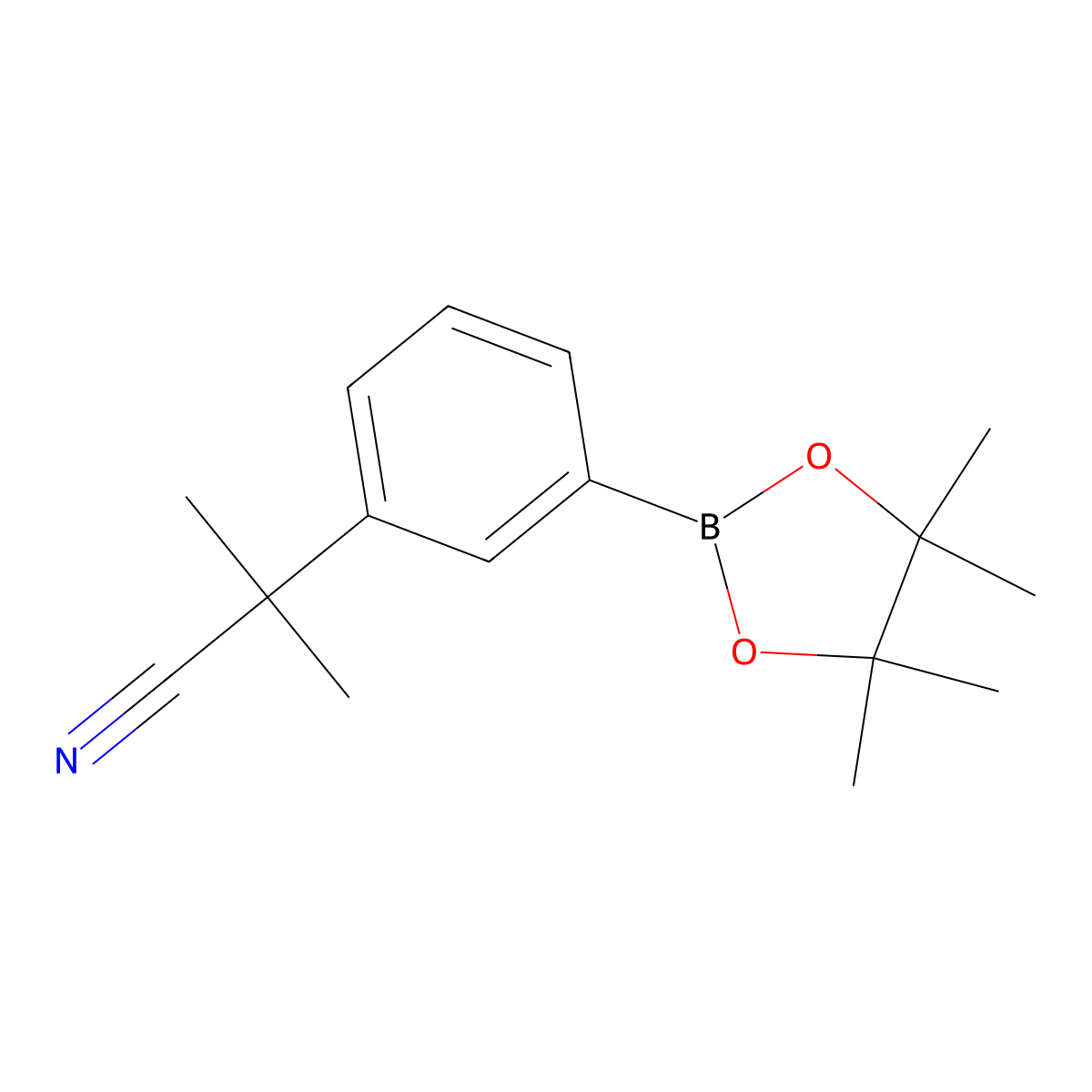2-Methyl-2-(3-(4,4,5,5-tetramethyl-1,3,2-dioxaborolan-2-yl)phenyl)propanenitrile molecular structure, CAS 1160502-10-2