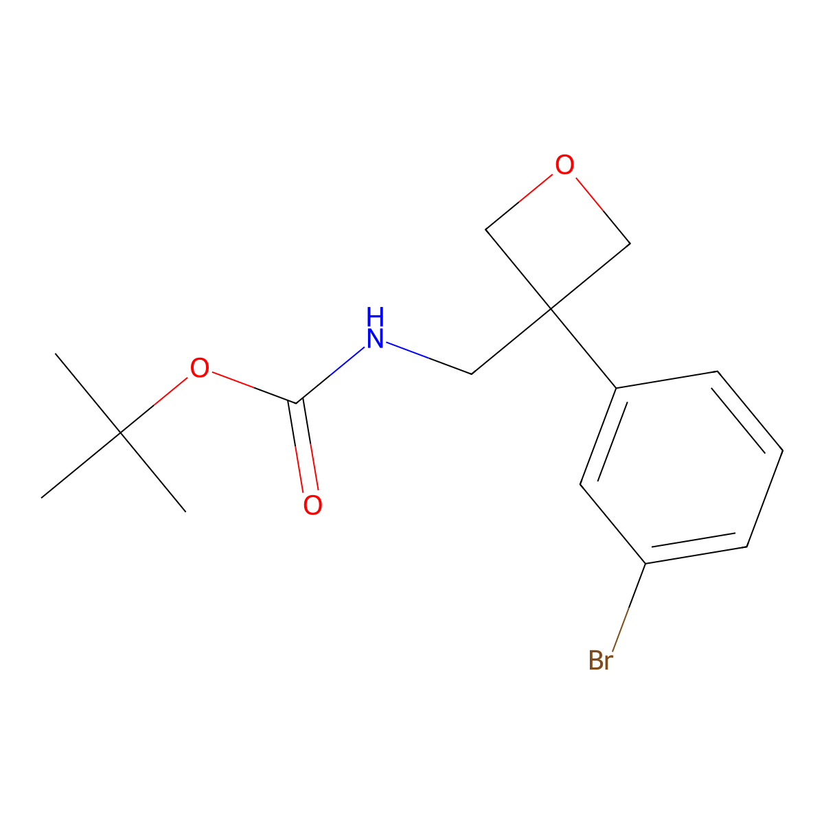 tert-Butyl ((3-(3-bromophenyl)oxetan-3-yl)methyl)carbamate molecular structure, CAS 1160502-43-1