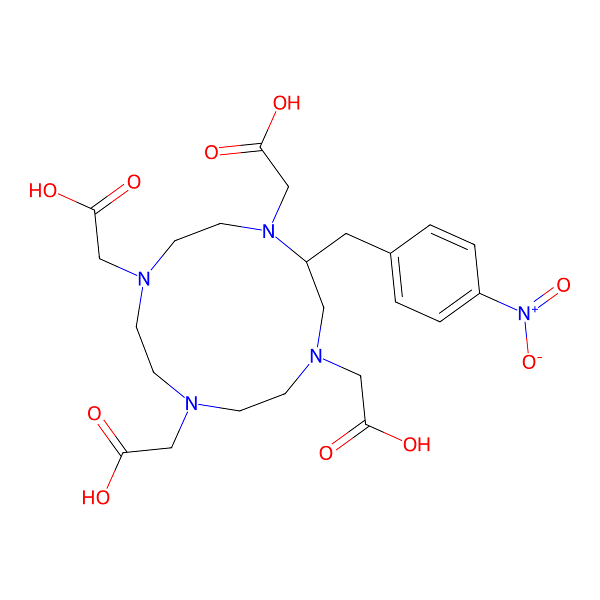 (S)-2-(4-nitrobenzyl)-DOTA molecular structure, CAS 116052-88-1