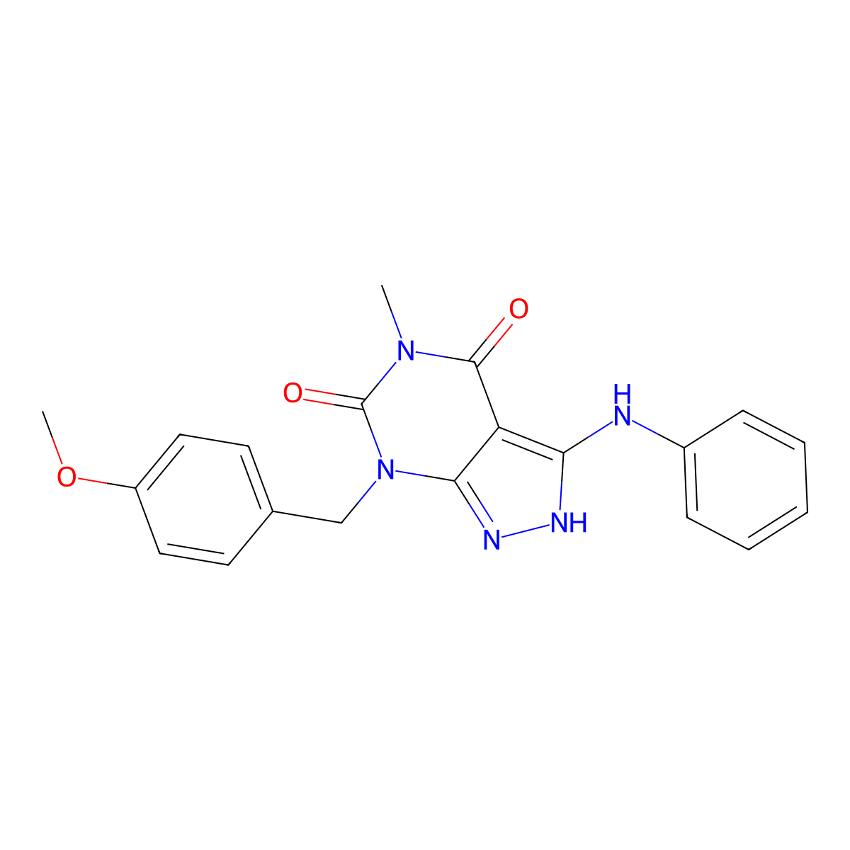 7-(4-Methoxybenzyl)-5-methyl-3-(phenylamino)-2H-pyrazolo[3,4-d]pyrimidine-4,6(5H,7H)-dione molecular structure, CAS 1160521-51-6