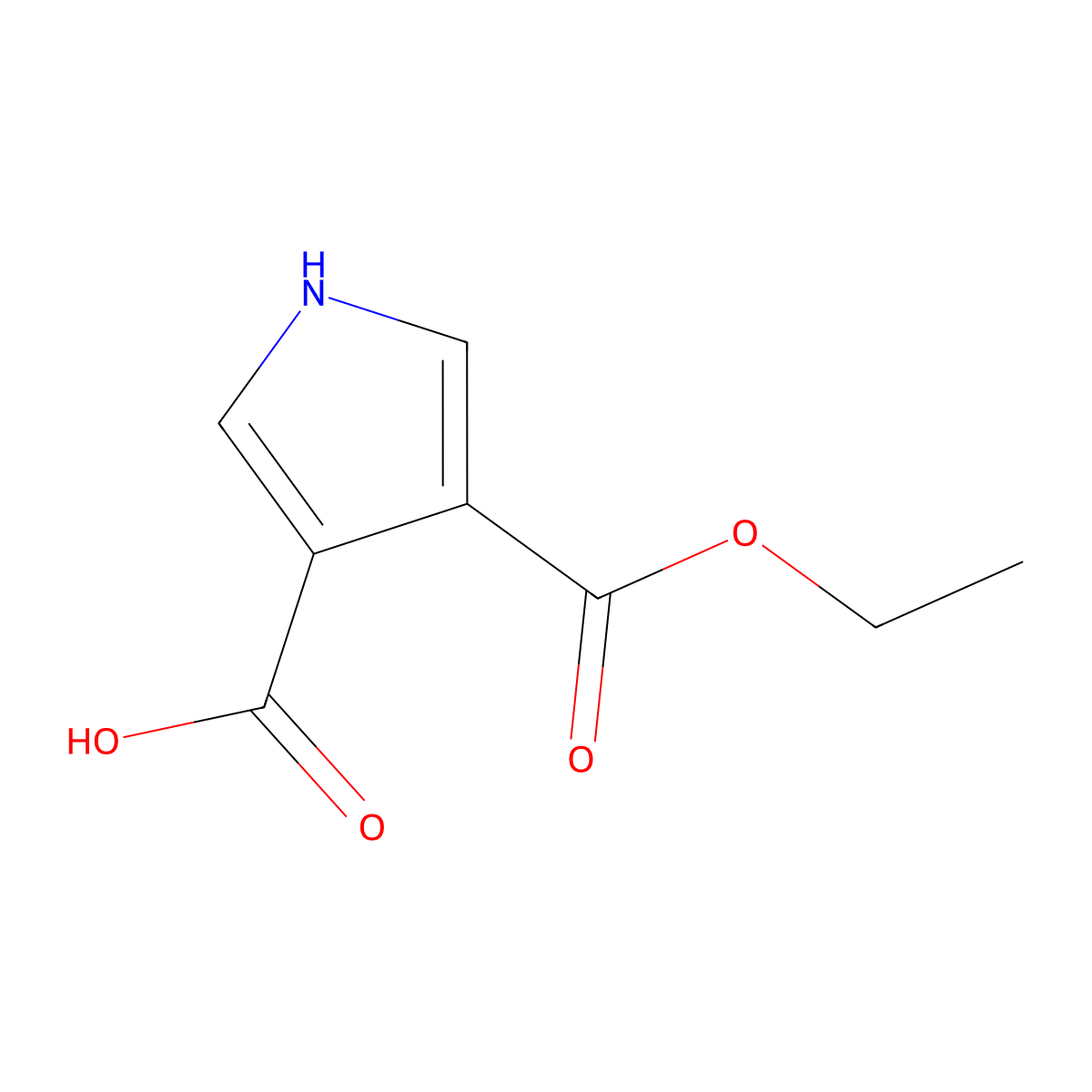 1H-Pyrrole-3,4-dicarboxylic acid, 3-ethyl ester molecular structure, CAS 116055-82-4