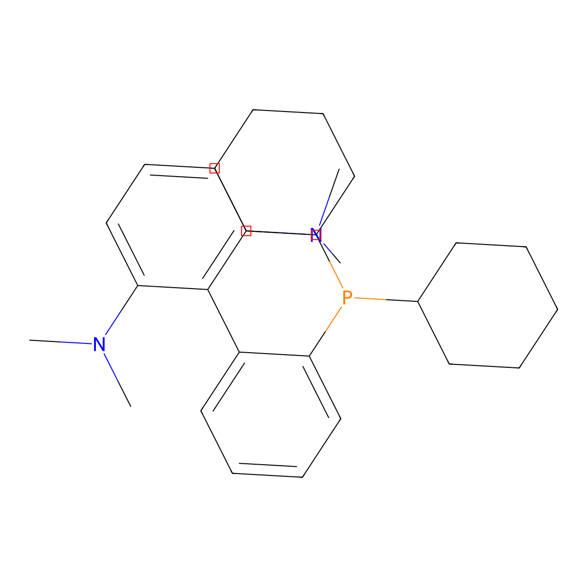 2'-(Dicyclohexylphosphino)-N2,N2,N6,N6-tetramethyl-[1,1'-biphenyl]-2,6-diamine , CPhos molecular structure, CAS 1160556-64-8