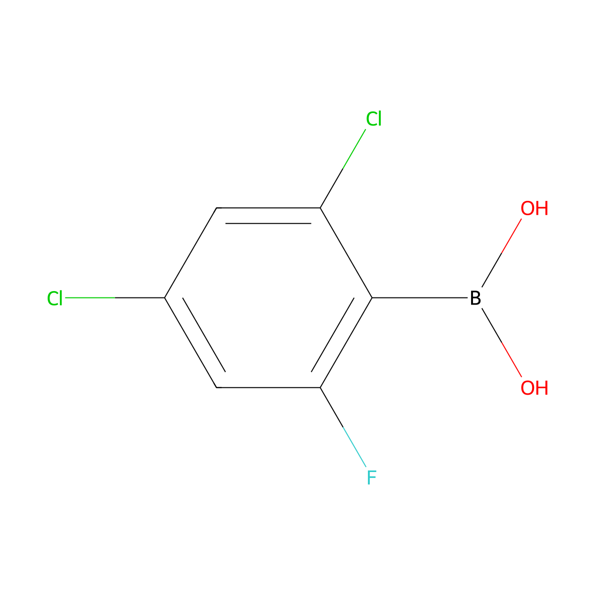 2,4-Dichloro-6-fluorophenylboronic acid molecular structure, CAS 1160561-26-1