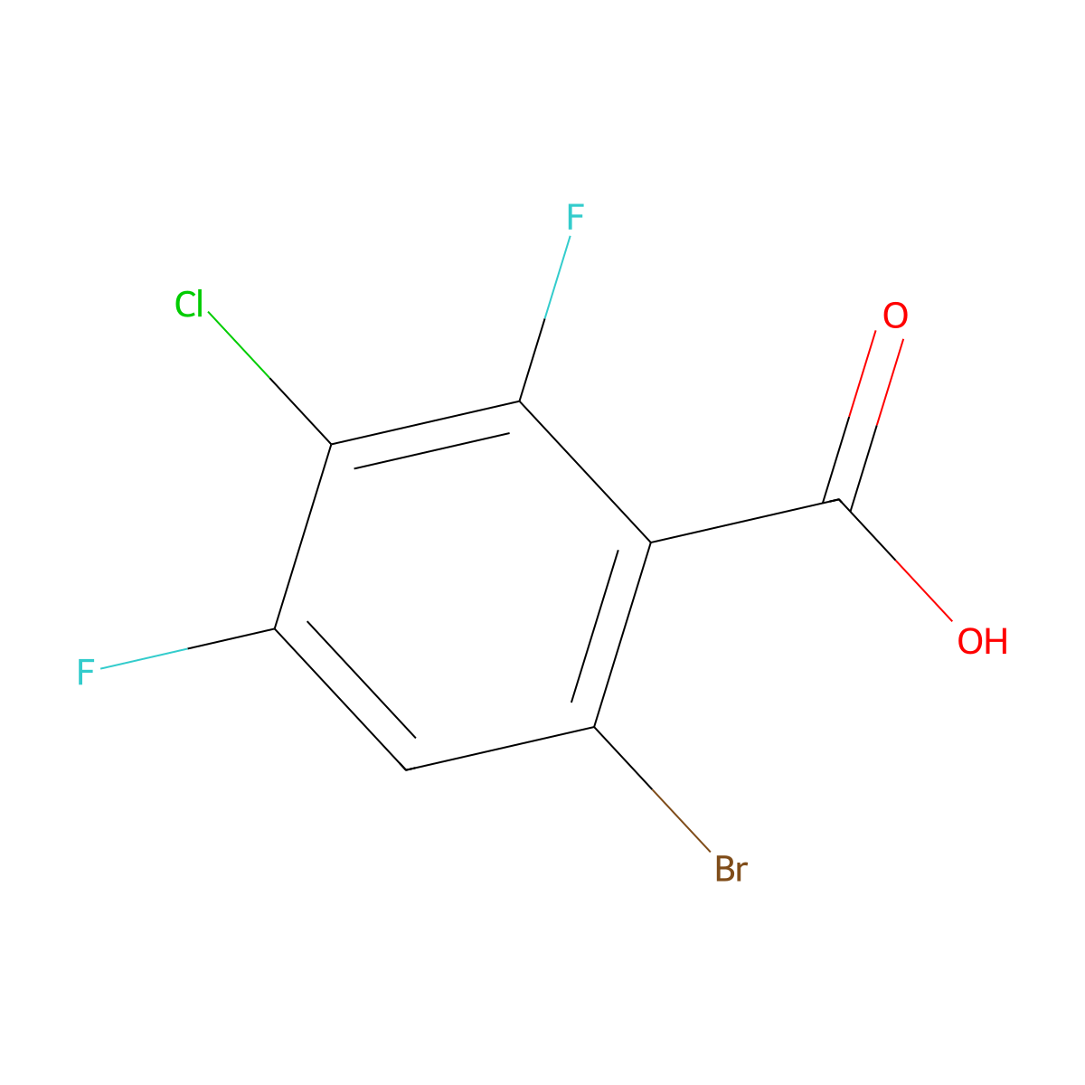6-Bromo-3-chloro-2,4-difluorobenzoic acid molecular structure, CAS 1160573-21-6