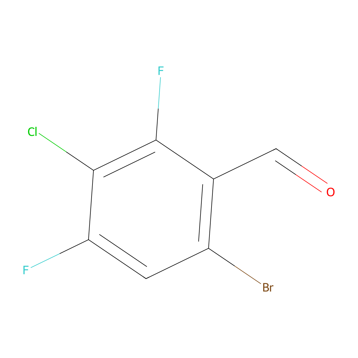 6-Bromo-3-chloro-2,4-difluorobenzaldehyde molecular structure, CAS 1160573-22-7