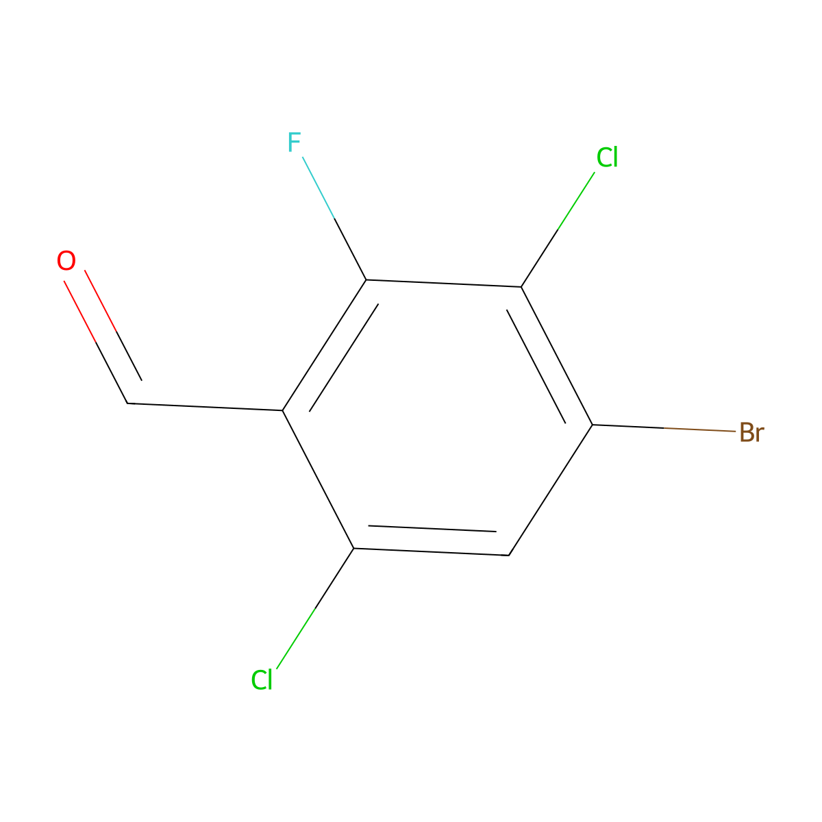 4-Bromo-3,6-dichloro-2-fluorobenzaldehyde molecular structure, CAS 1160573-29-4
