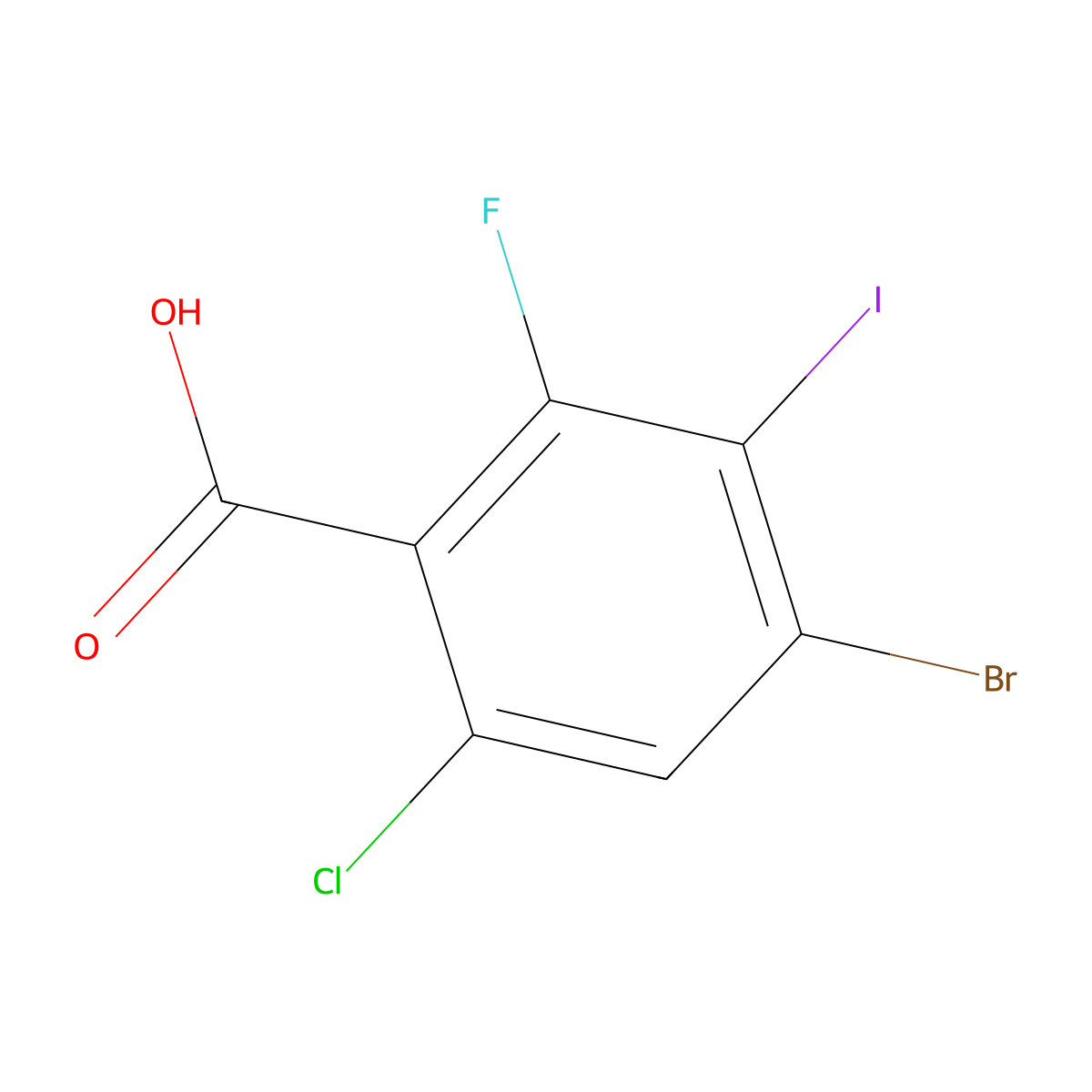4-Bromo-6-chloro-2-fluoro-3-iodobenzoic acid molecular structure, CAS 1160573-32-9