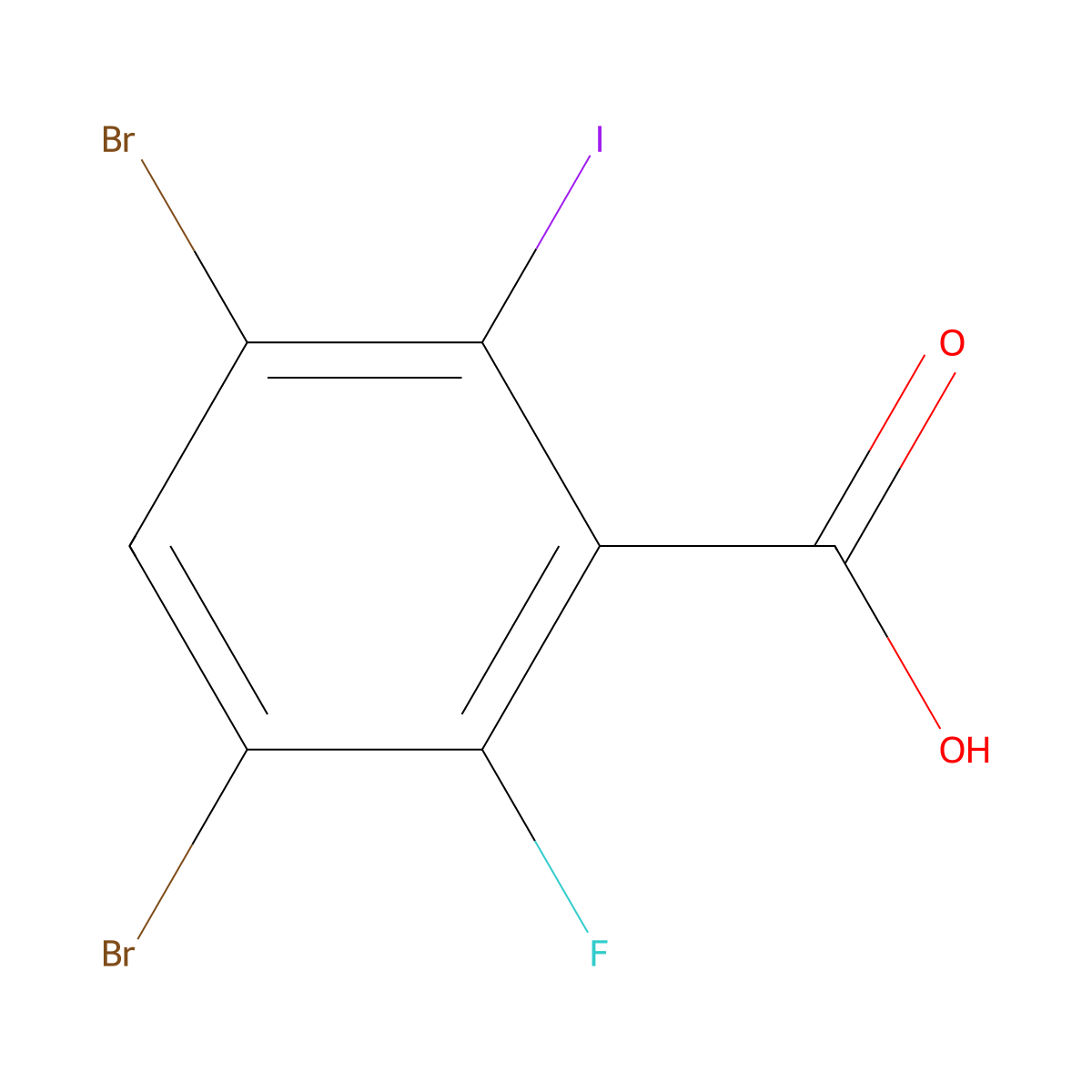 3,5-Dibromo-2-fluoro-6-iodobenzoic acid molecular structure, CAS 1160573-45-4