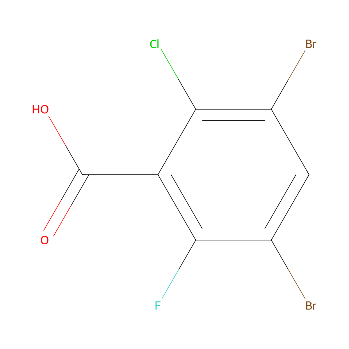 3,5-Dibromo-2-chloro-6-fluorobenzoic acid molecular structure, CAS 1160573-47-6