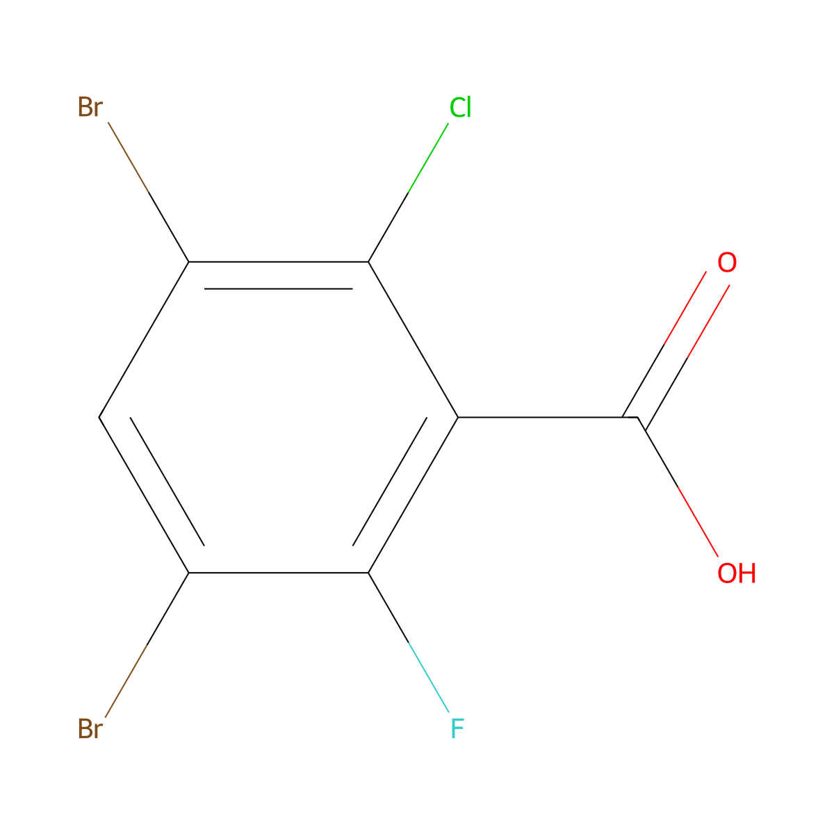 3,5-Dibromo-2-chloro-6-fluorobenzoic acid molecular structure, CAS 1160573-47-6