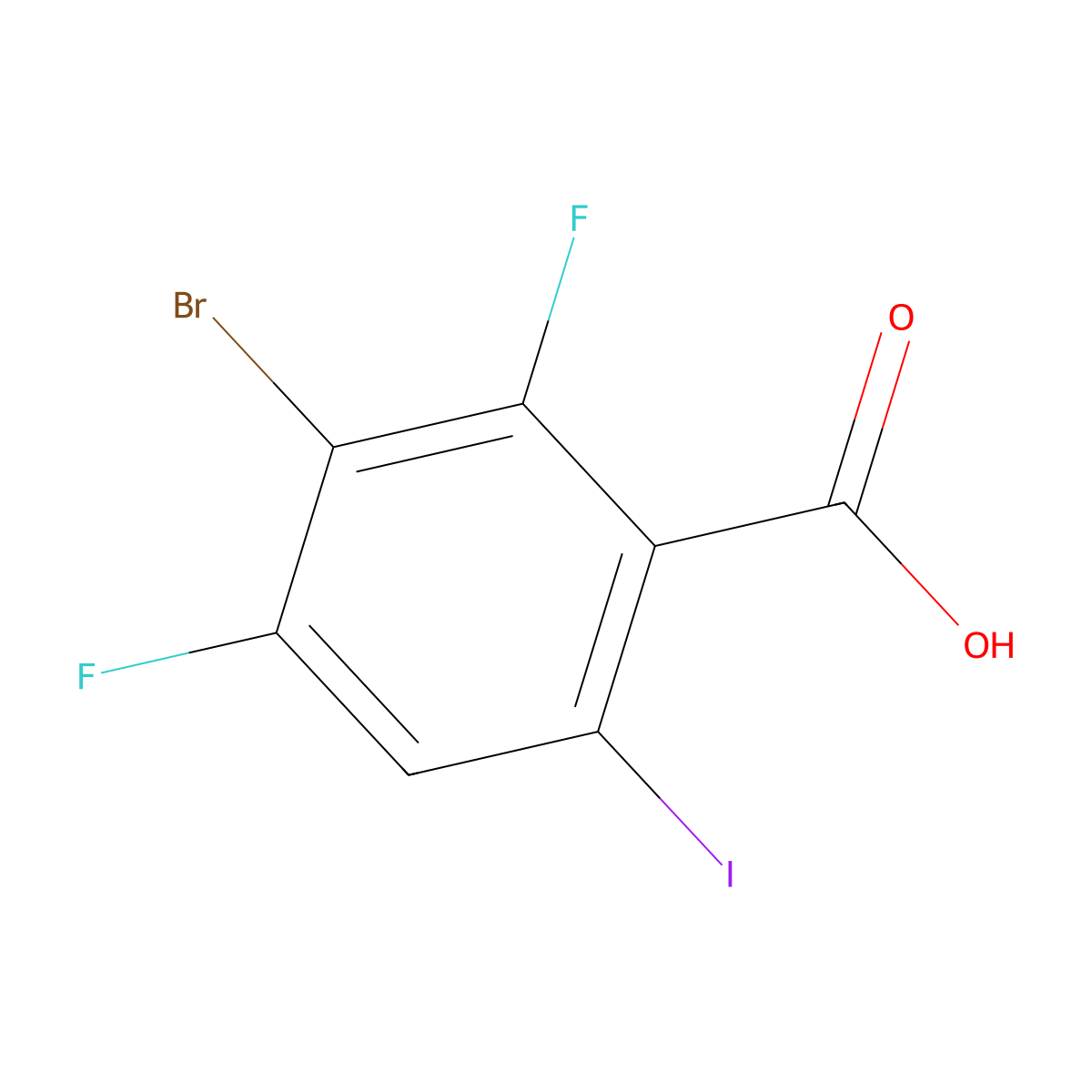 3-Bromo-2,4-difluoro-6-iodobenzoic acid molecular structure, CAS 1160573-53-4