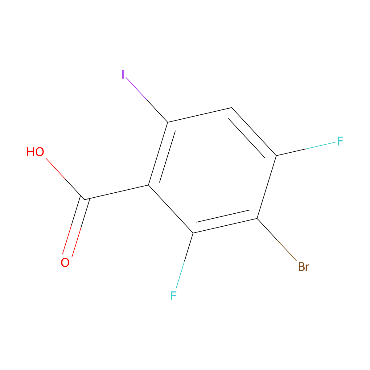 3-Bromo-2,4-difluoro-6-iodobenzoic acid molecular structure, CAS 1160573-53-4