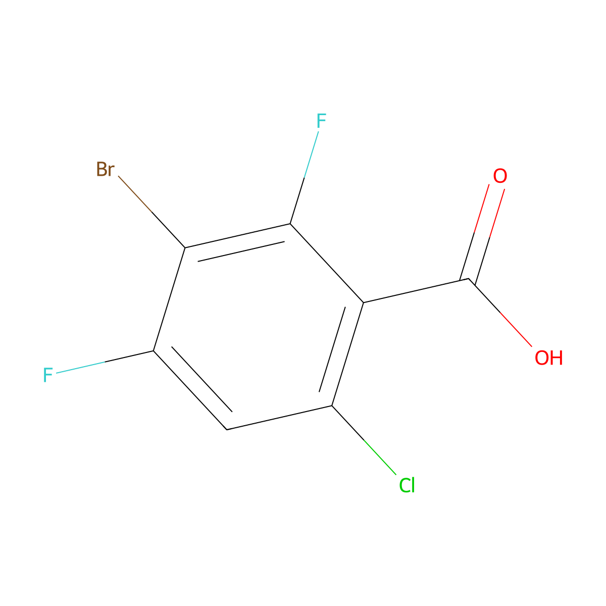 3-Bromo-6-chloro-2,4-difluorobenzoic acid molecular structure, CAS 1160573-56-7