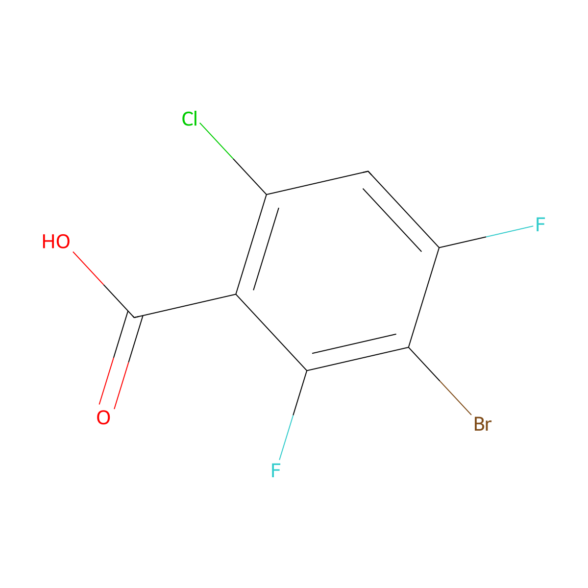 3-Bromo-6-chloro-2,4-difluorobenzoic acid molecular structure, CAS 1160573-56-7